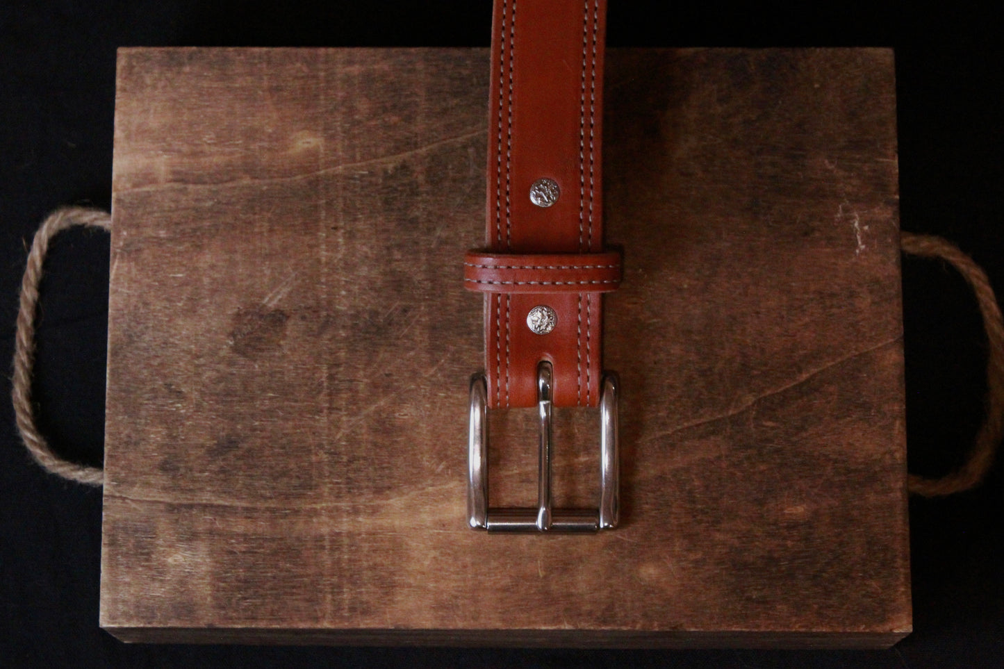 Work Belt, men’s leather belt, top view