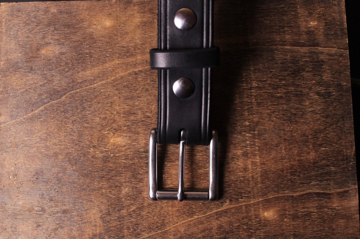 Ol' Reliable mens leather belt, black, top view