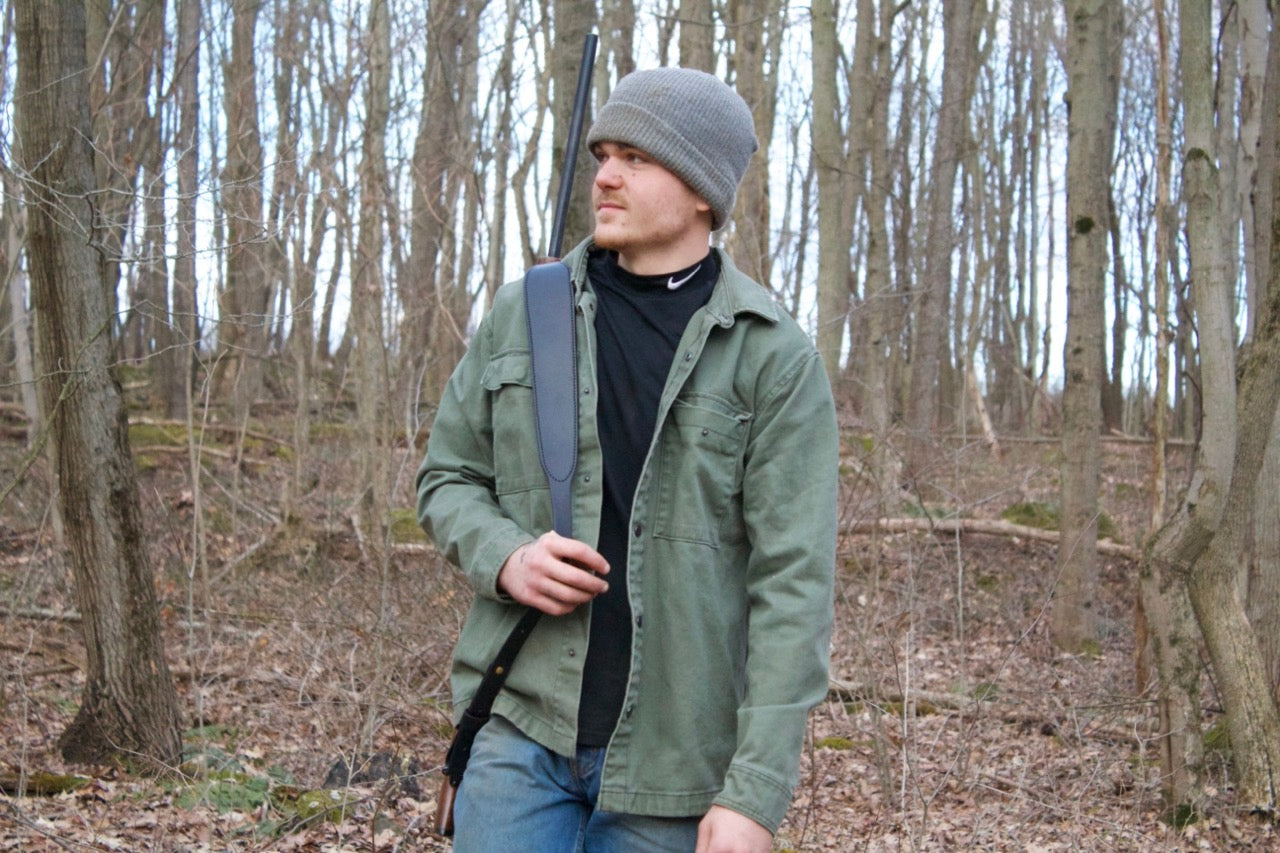 Black Padded Leather Gun Strap, black padded leather rifle sling, black, carrying, padded leather rifle strap - padded leather gun sling - handcrafted