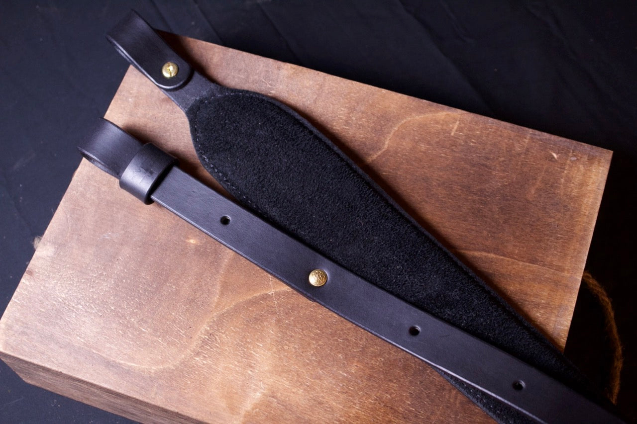 Padded Gun Strap, padded rifle sling, black, top view, inside