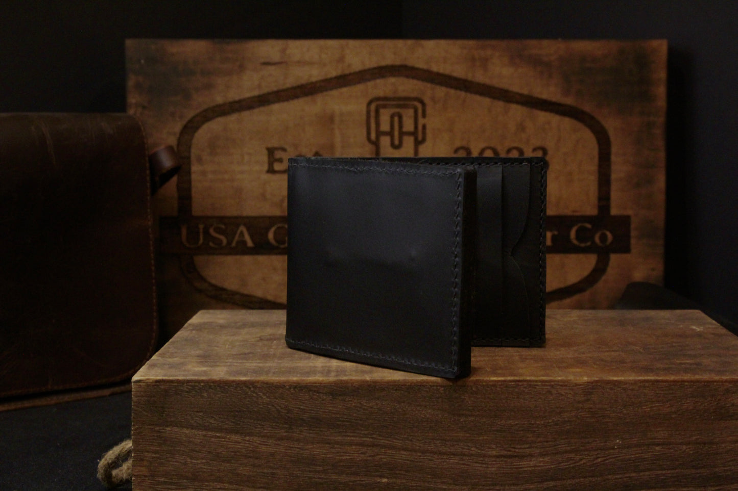 Police Badge Wallet, black, back view empty