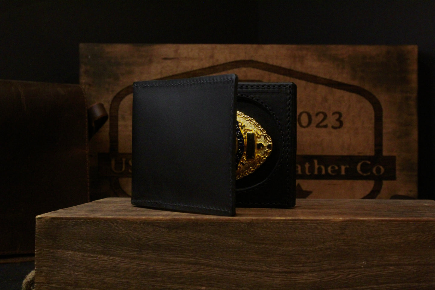 Police Badge Wallet, black, front view side