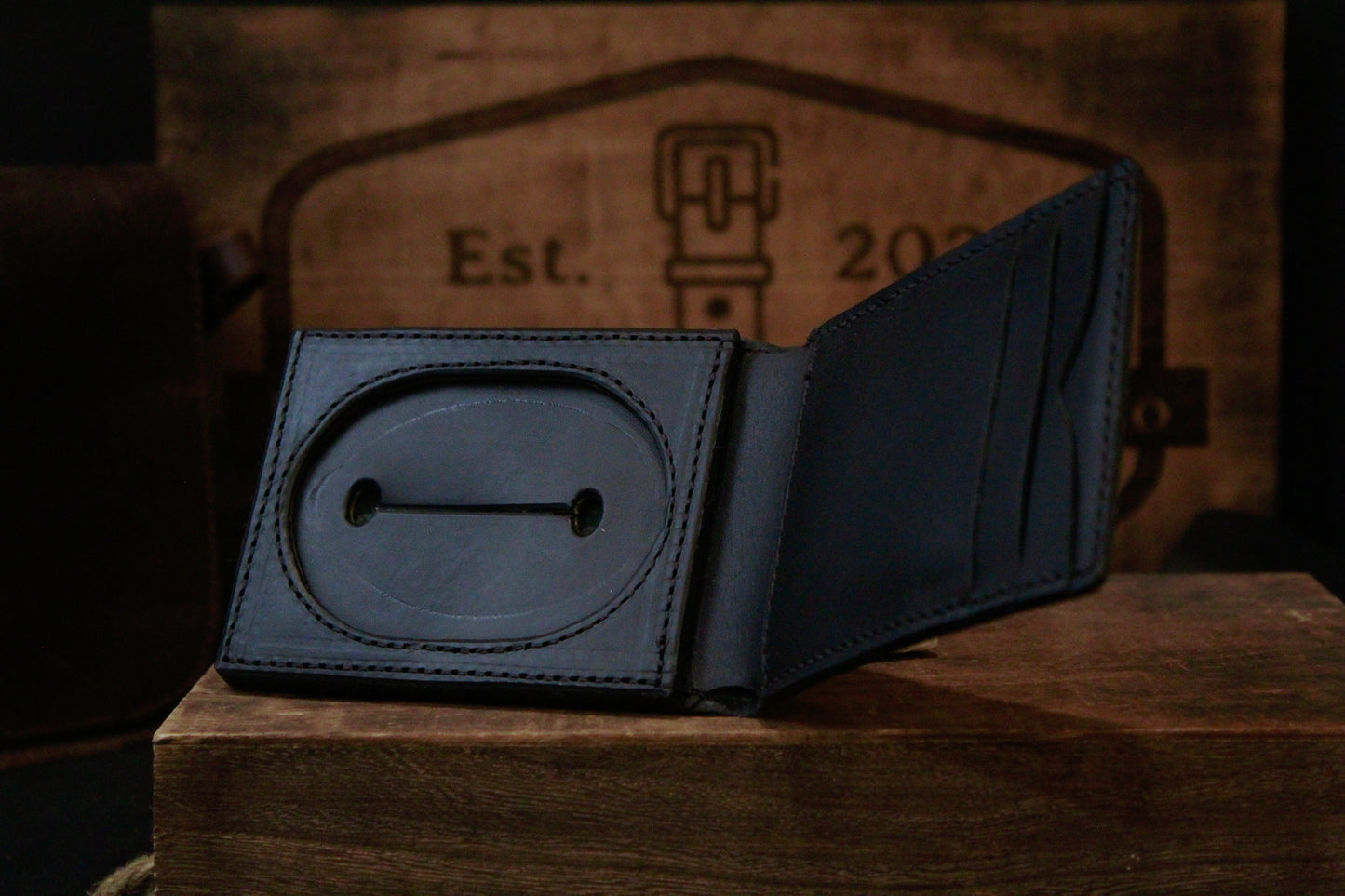 Police Badge Wallet, black, inside view empty