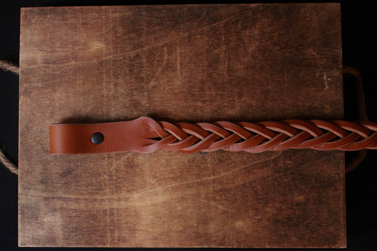golden brown braided leather gun sling golden brown braided leather gun strap - golden brown - above