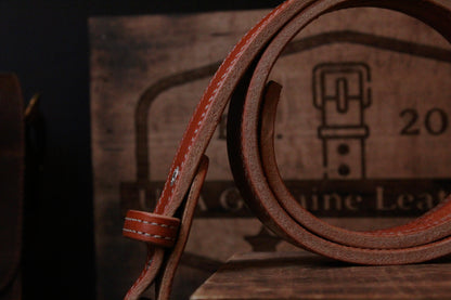 Work Belt, men’s leather belt, side view