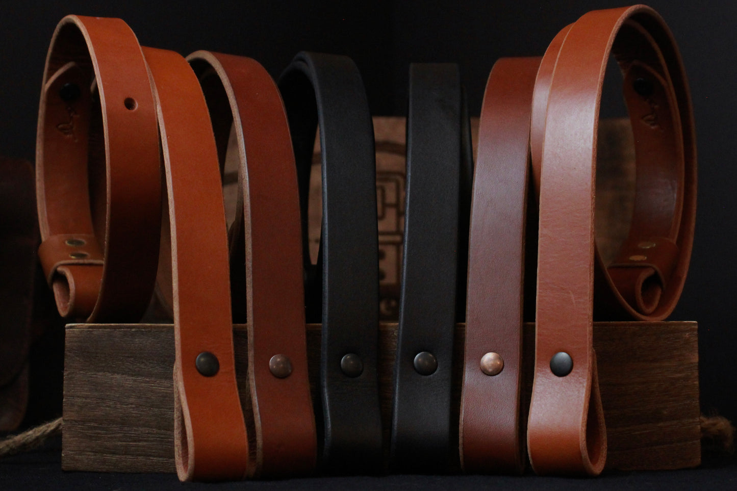 Classic leather gun sling 6 Pack - classic leather gun strap, classic leather  rifle sling, classic leather rifle strap - assorted colors - front