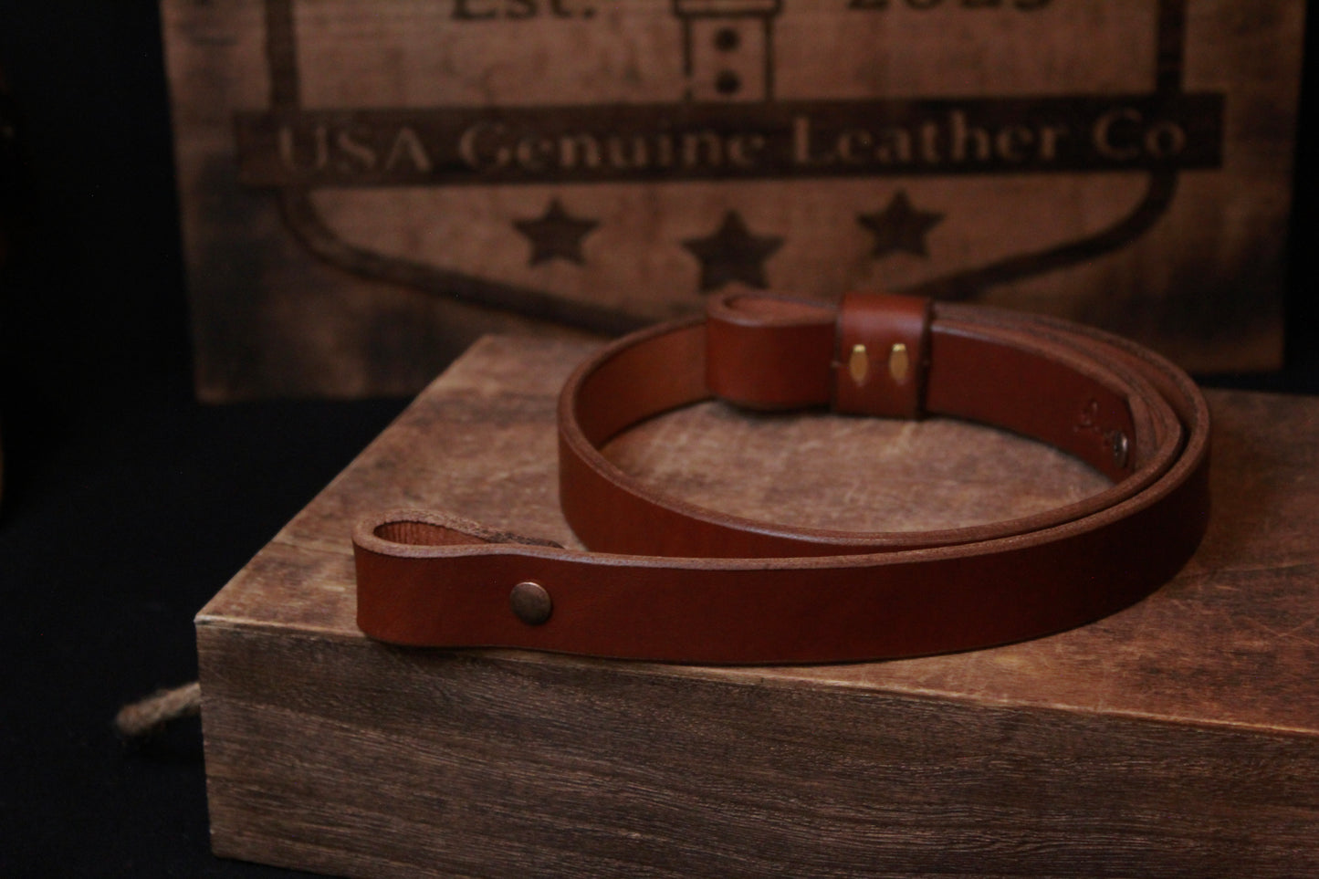 Brown Classic Rifle Sling - Classic rifle strap - classic gun sling - classic gun strap - handcrafted, for hunting, front top