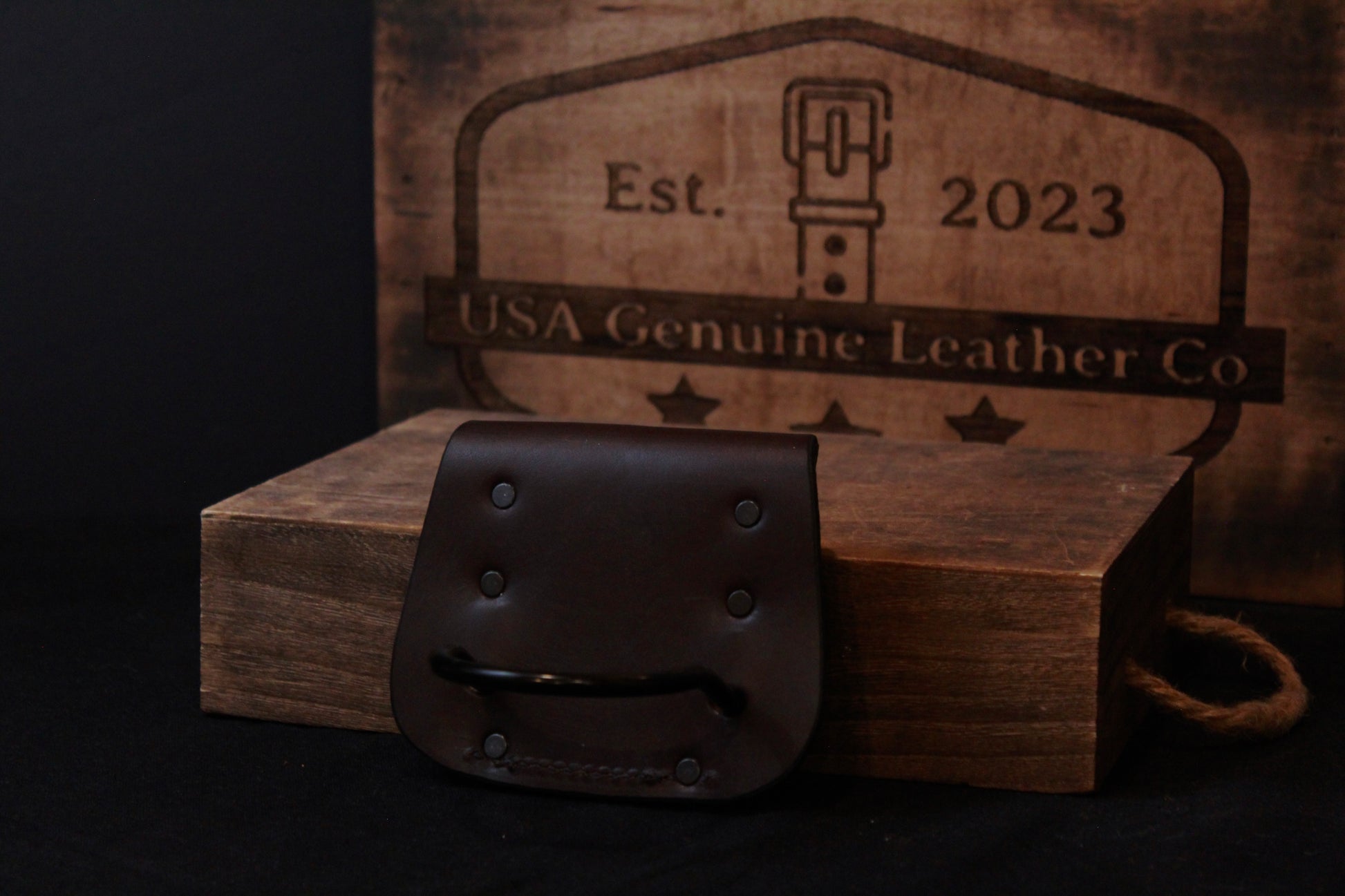 High Mount leather Hammer Holder, front right view 