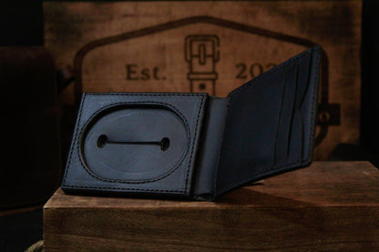 Police Badge Wallet, black, inside view empty