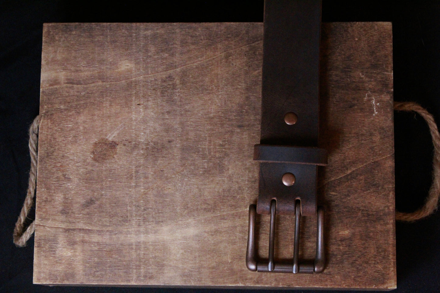 The Lone Ranger mens leather belt, top view