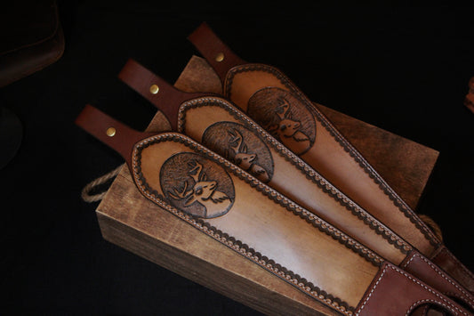 hand tooled leather rifle sling - hand tooled leather rifle strap - hand tooled leather gun sling - hand tooled leather gun strap - brown - for hunting